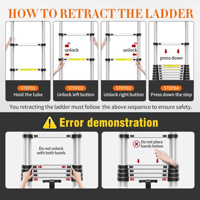 Thumbnail 6 de POONO 16.5FT heavy-duty telescoping ladder