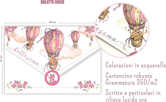 Thumbnail 1 de Tarjeta de felicitación para bautizo de niña 🌸 LINA OFFICINE GRAFICHE CREATIVE