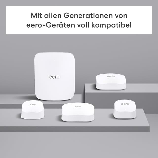 Detalle 2 de Amazon eero 7 Mesh-WLAN-Router (neueste Version) im Doppelpack – Wi‑Fi 7 bis zu 2,5 Gbit/s, Reichweite bis 380 m²