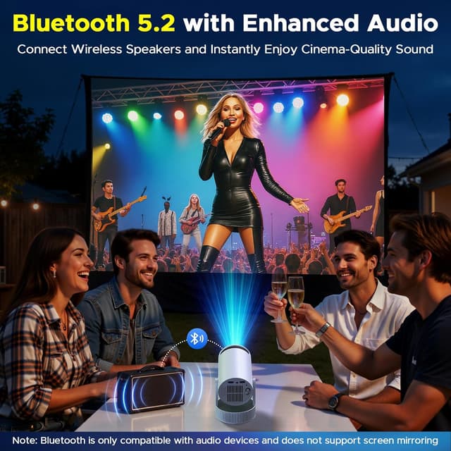 Detalle 2 de HOTPEAK Mini Projector 4K with WiFi and Bluetooth 🎥