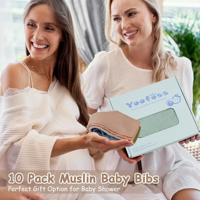 Thumbnail 3 de Yoofoss Muslin Baby Bibs 10-Pack cotton dribble bandanas