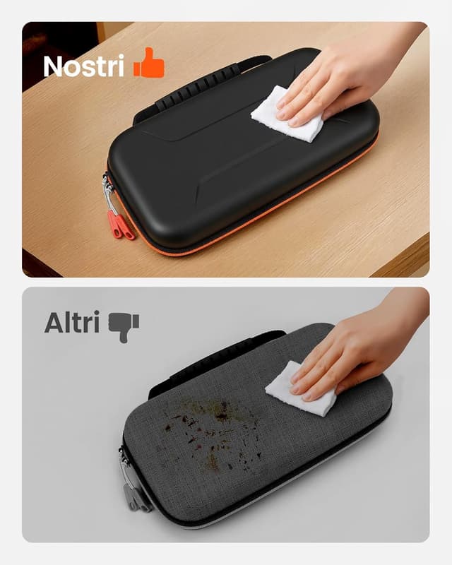 Detalle 2 de Custodia rigida da viaggio per Nintendo Switch 2 con alloggiamento alimentatore e 12 slot giochi (nero)