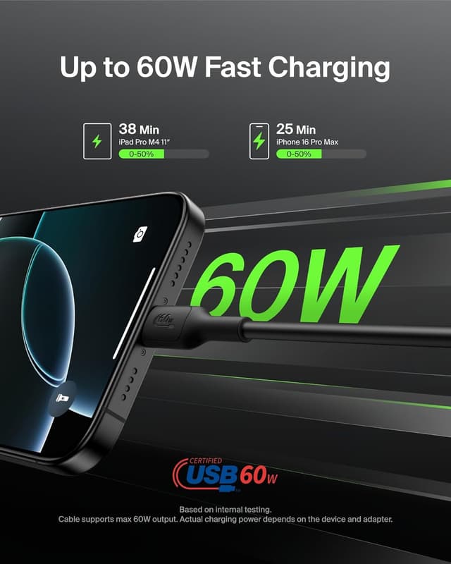 Thumbnail 1 de Belkin Eco USB-C to USB-C Cable (6.6ft, 60W) — Soft, Braided Fast Charging Cord