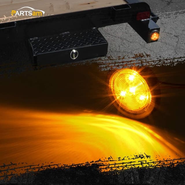 Detalle 2 de Partsam 10-Pack 2" Round 4-LED Trailer Side Marker Lights (5 Amber + 5 Red), DOT Approved, Sealed Flush Mount, 12V