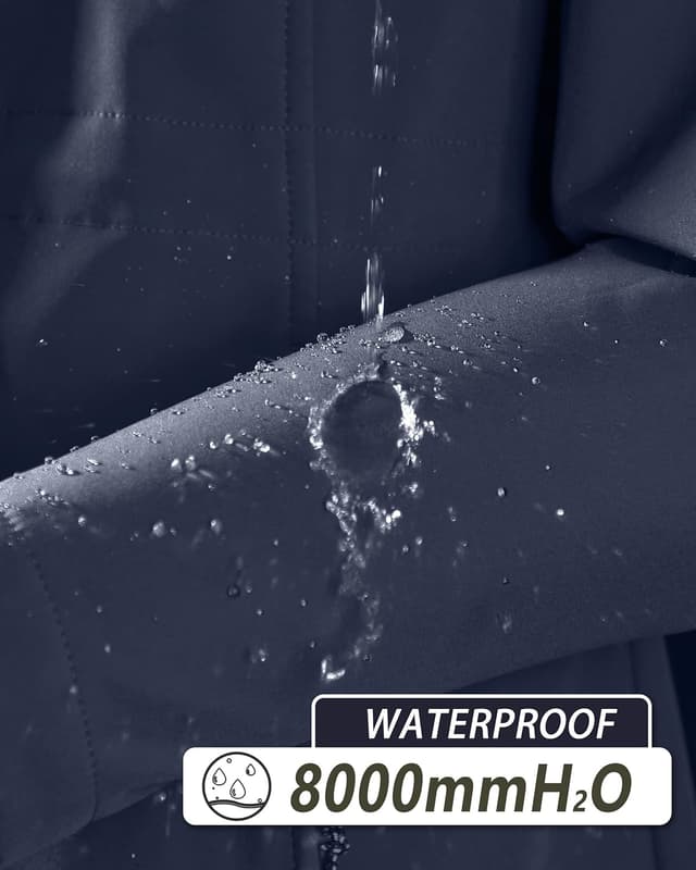 Detalle 2 de 33,000ft Damen Softshell-Regenjacke lang mit Kapuze – leichter wasser- und windabweisender Funktionsmantel