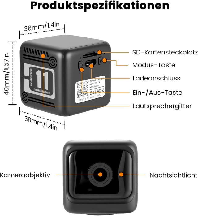 Thumbnail 6 de Camera Espion 1080P mini caméra de surveillance WiFi 2,4G : autonomie 8 h, vision nocturne et détection IA