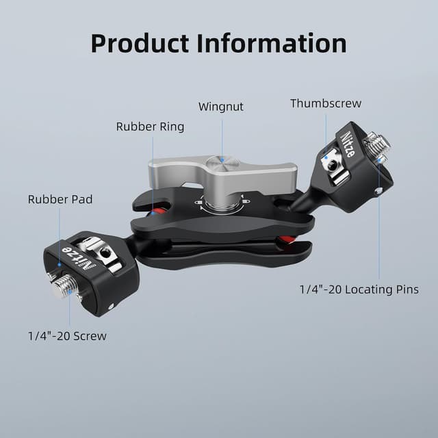 Detalle 2 de Nitze N50-G1 Magic Arm mit doppelten Kugelköpfen (1/4" Schraube) für Monitor, LED, Mikrofon & Action Cam