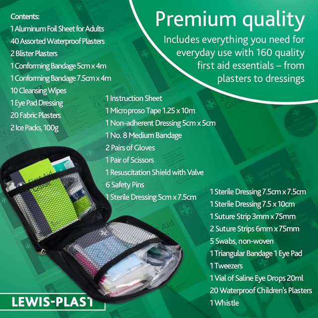 Detalle 2 de Reliance Medical Lewis-Plast First Aid Kit Bag (160 Piece) – Medium survival first aid for travel, car, home & outdoor use