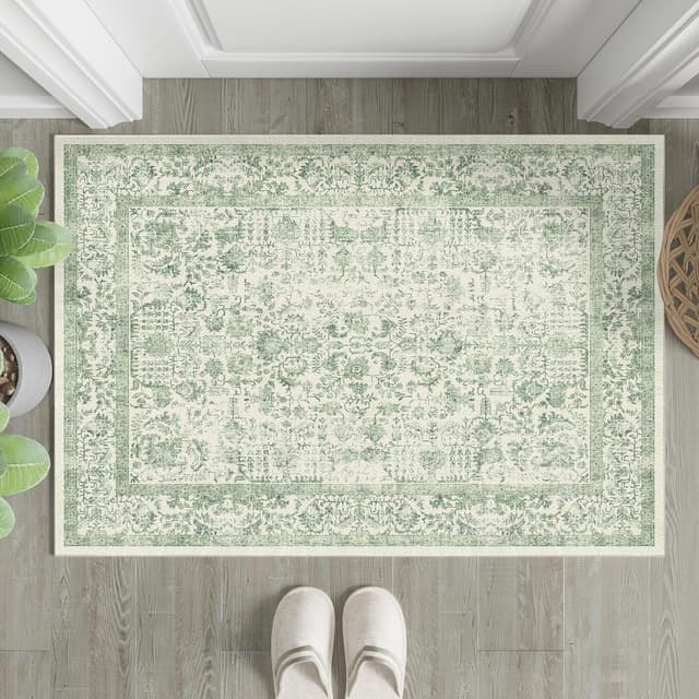 Detalle de HUGEAR Vintage Grün Waschbarer Teppich 60x90 cm