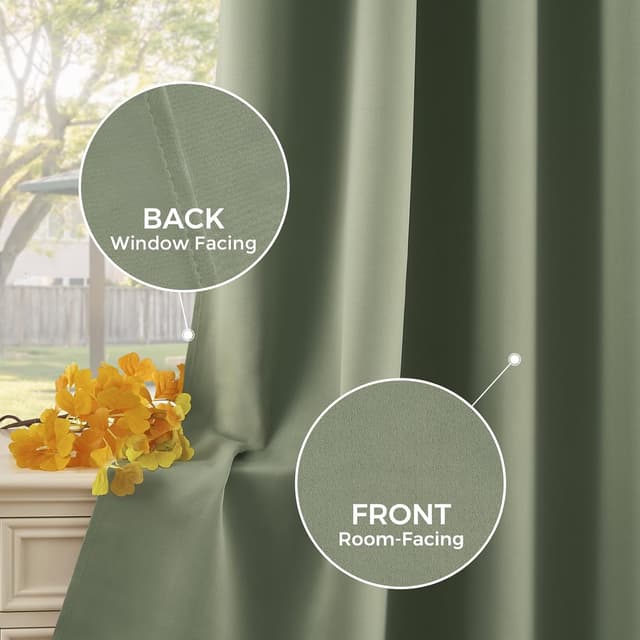 Detalle de MRTREES Thermovorhang blickdicht grün kurz mit Ösen – 140 cm breit, 160 cm lang (1 Stück)