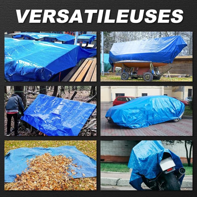 Detalle de Waterproof Tarps 10x12 Feet (2-Pack) Heavy-Duty 8 Mil Green Tarp with Metal Grommets
