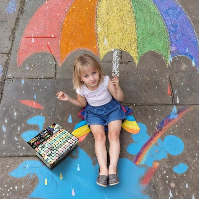 Thumbnail 6 de 160-Piece Jumbo Sidewalk Chalk Set for Kids (14 Colors, 10 Neon + 10 Glitter)