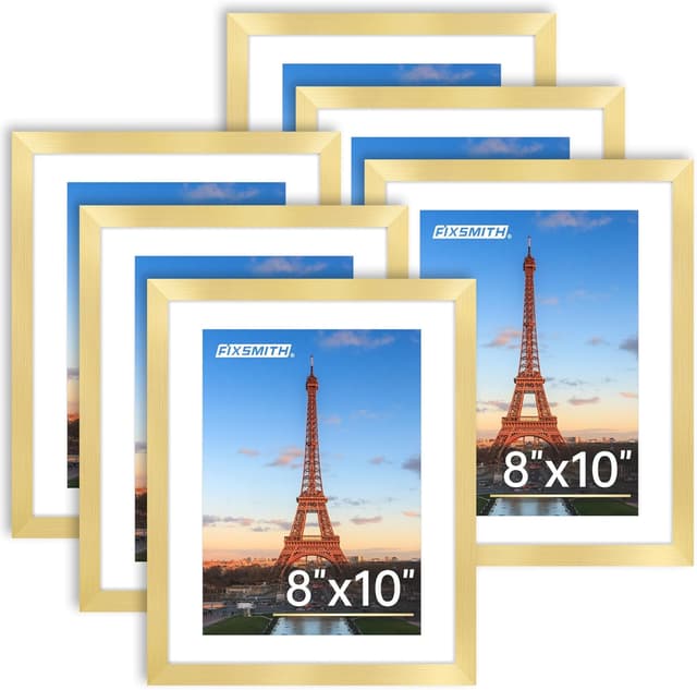 Detalle de FIXSMITH 8x10 Picture Frame Bulk-6 Pack (Gold) with HD Plexiglass