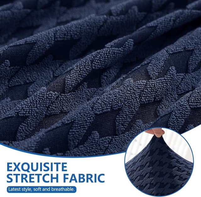 Detalle 2 de YSTELLAA Copridivano 2 posti con braccioli blu scuro, elasticizzato universale antiscivolo e lavabile