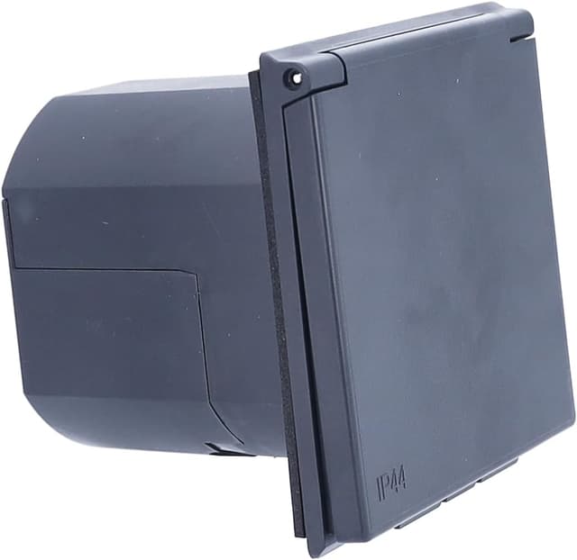 Detalle de as - Schwabe Camping CEE-Caravan-Einspeisungsstecker 230 V / 16 A (3-polig) mit Klappdeckel – IP44, Schwarz, I 61493