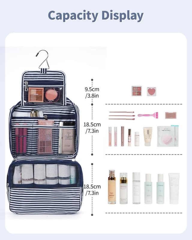 Detalle 2 de Narwey Kulturtasche Damen Groß – Kulturbeutel zum Aufhängen, gepolsterte Waschtasche 1