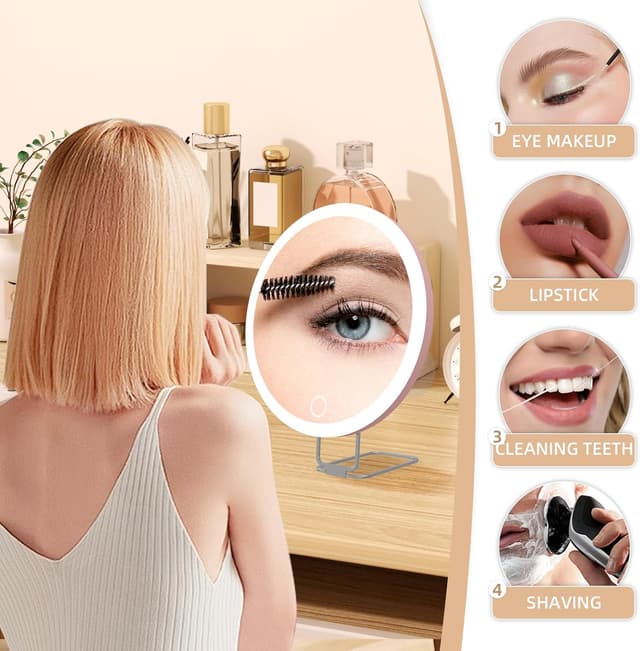 Thumbnail 6 de Miroir grossissant x20 lumineux grand miroir 15,2 cm avec 3 ventouses, support 360° et éclairage rechargeable (pince à épiler, ciseaux)