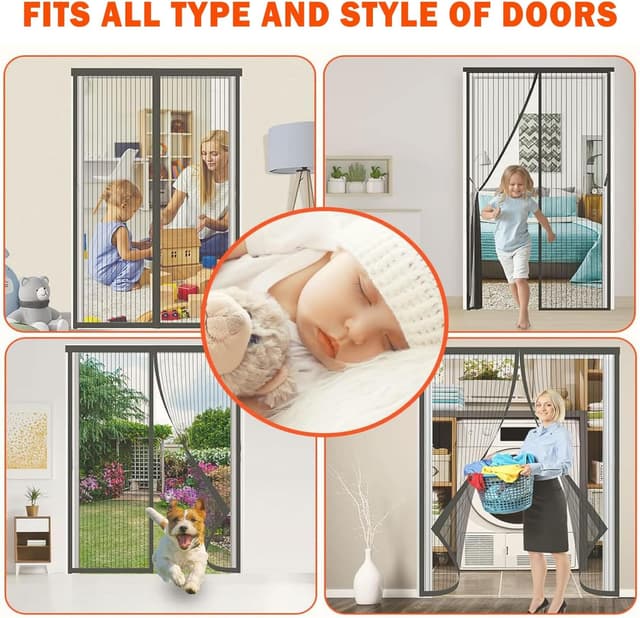 Thumbnail 6 de BukyTom Zanzariera Magnetica Porta 150x240 (nera) con chiusura automatica a calamite