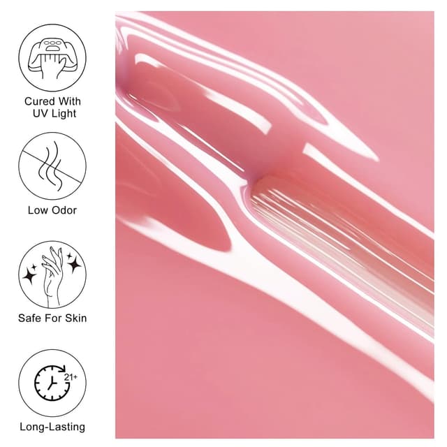 Detalle de Imtiti Jelly Pink Gel-Nagellack (UV/LED, 10 ml) – langanhaltend ablösbar, rosa Gel-Look für Salon oder Zuhause