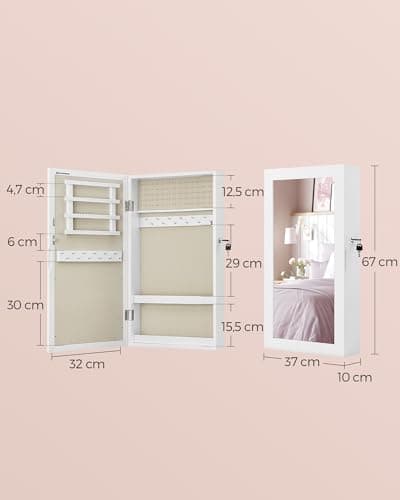 Detalle de SONGMICS armario joyero de pared 10x37x67