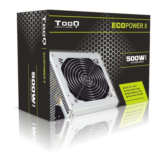 Detalle de Tooq Ecopower II TQEP-500SSE 500W fuente de alimentación para PC