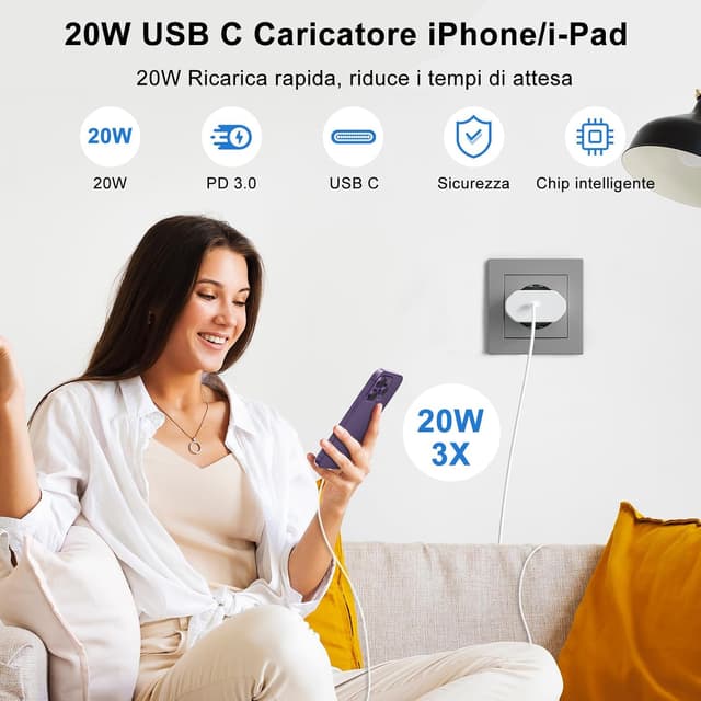 Detalle 2 de INSYSTEM 20W Caricatore per iPhone 2-Pack