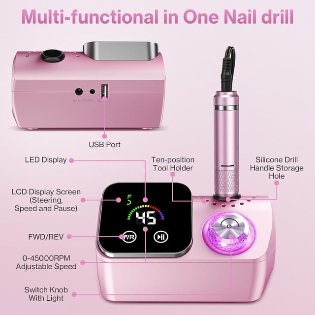 Detalle de Urbuti Nagelfräser 45000 U/min mit LCD