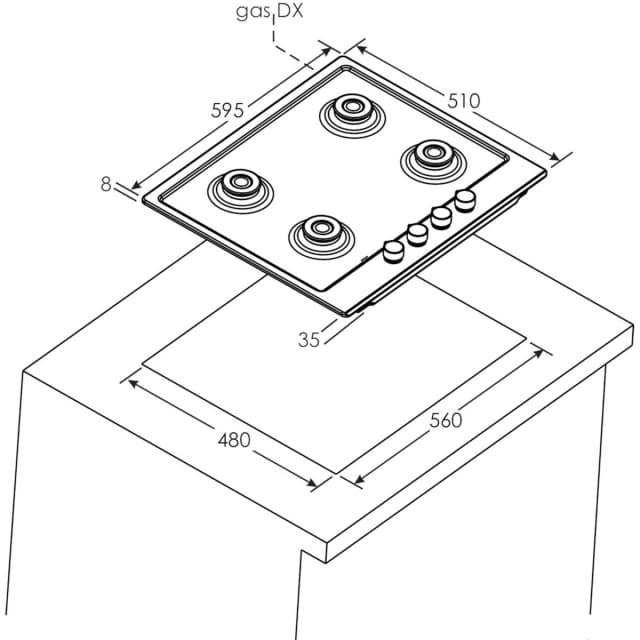 Detalle 2 de Candy CHW6LBX/4U2 placa de gas 60 cm con 4 zonas