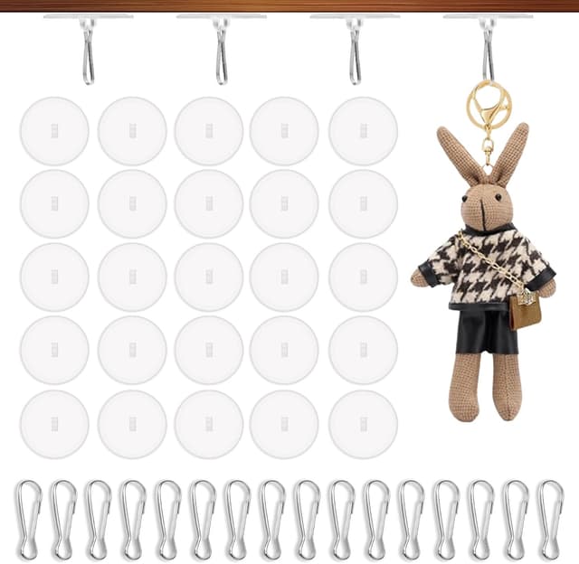 Detalle de Dreamark 100 selbstklebende Deckenhaken transparent inkl. Fahnenmast-Clips (ohne Bohren)