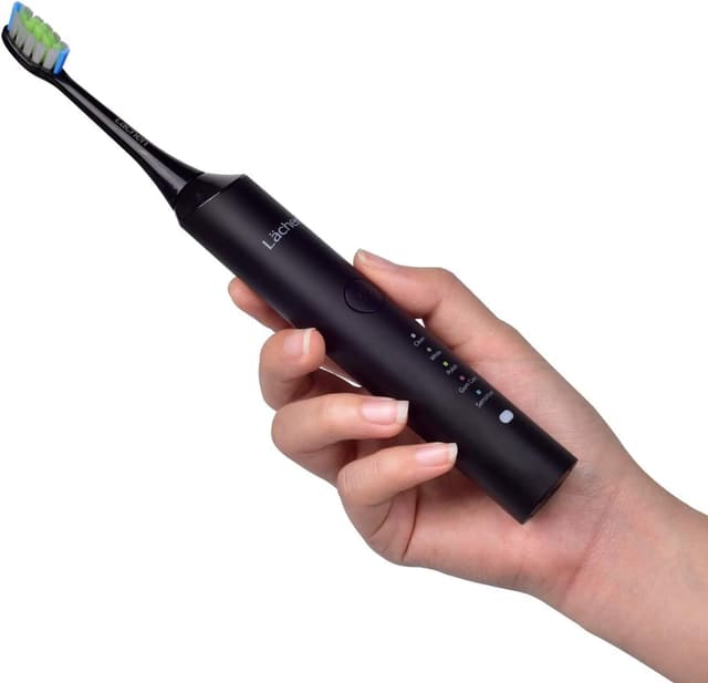 Detalle 2 de Lächen elektrische Schallzahnbürste Doppelpack (2 Handstücke) mit 2 Reise-Etuis, 5 Modi und 10 Ersatzbürstenköpfen