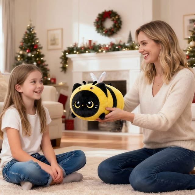 Thumbnail 4 de Mewaii Schwarze Katze Biene Plüschkissen 20 cm