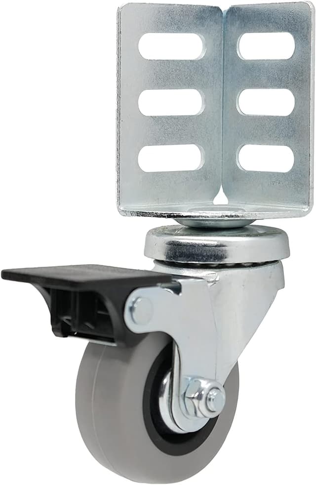 Detalle de Shepherd Hardware 8126E - Rotelle ad angolo girevoli in gomma termoplastica grigia con freno, set da 4