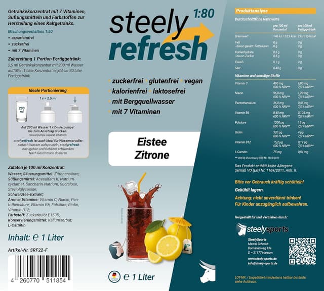 Thumbnail 1 de STEELY SPORTS SteelyRefresh 1L Sirup đč
