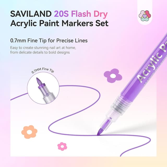 Detalle 2 de SAVILAND Nail Art Pens Set 24 Colors