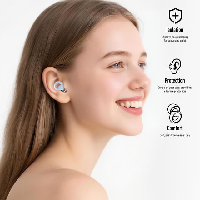 Detalle de BEXILOR Tapones para los oídos dormir reutilizables con cancelación de ruido hasta 46 dB (7 pares)