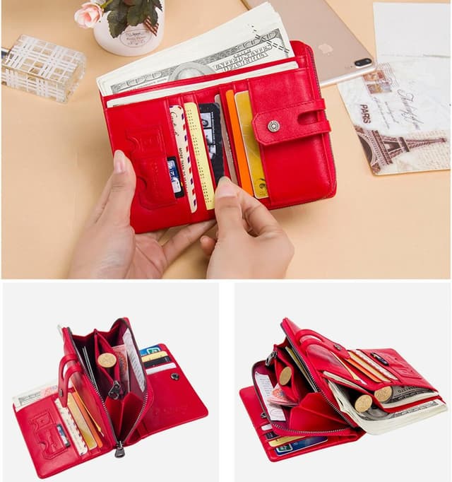 Detalle 2 de Contacts Trifold Leather Coin Card Holder 9x12cm
