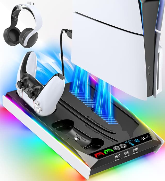 Imagen de Supporto PS5 Slim/Pro con raffreddamento e RGB en OfertitasTOP