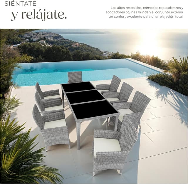 Thumbnail 3 de tectake® Conjunto Jardín Ratán 8 sillas