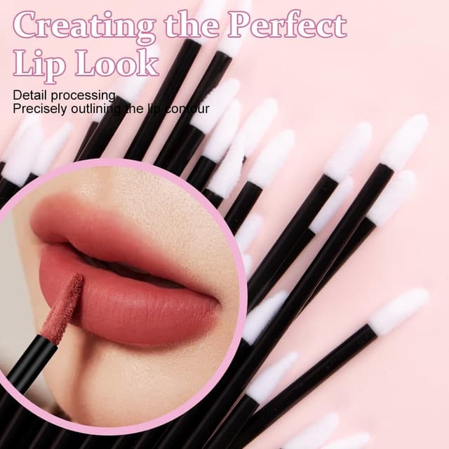 Detalle 2 de Alaoo 200 pennelli monouso per labbra (200 pezzi) – applicatori per rossetto e lip gloss