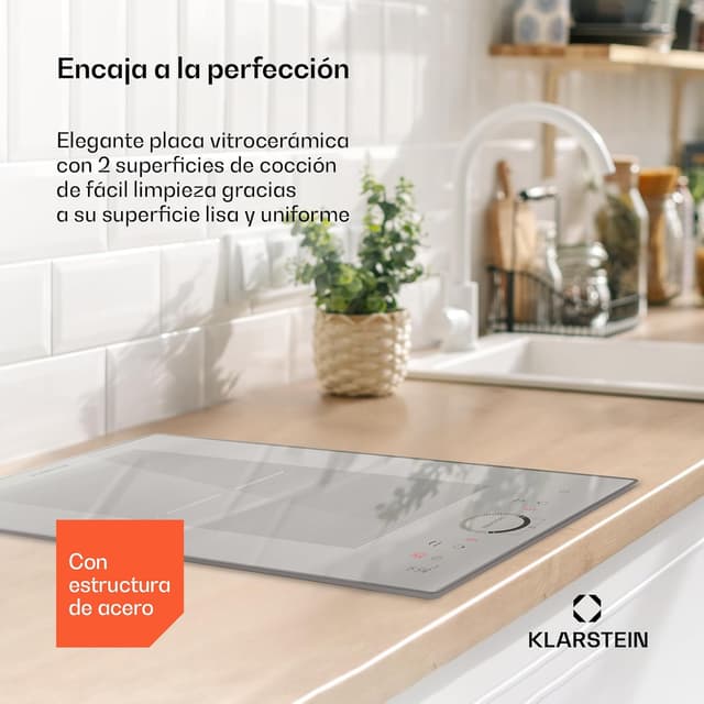 Detalle 2 de Klarstein Placa Vitrocerámica de Inducción, 2 Fogones ⚡