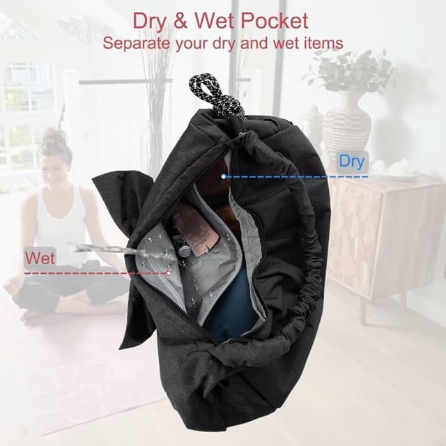Detalle de Women’s gym bag with shoe compartment, wet pocket and yoga mat strap (46 x 18 x 30 cm)