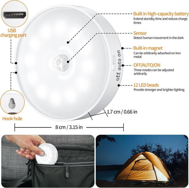 Detalle de Daphomeu 6 Pack Motion Sensor Lights