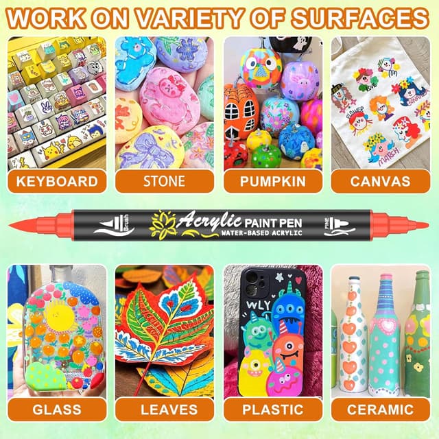 Thumbnail 4 de Bonala 60 Colours Dual Tip Acrylic Paint Pens Set