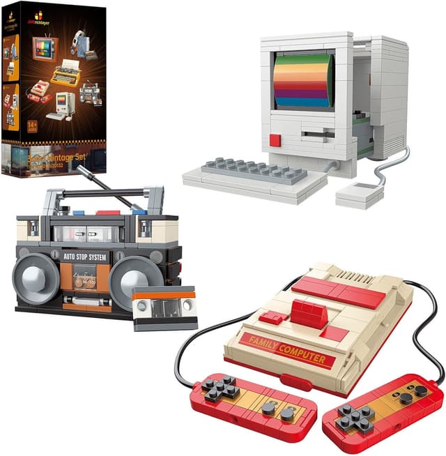 Detalle de JMBricklayer Ensemble de Construction Vintage 20132 (console, radio et ordinateur) – kit rétro à collectionner