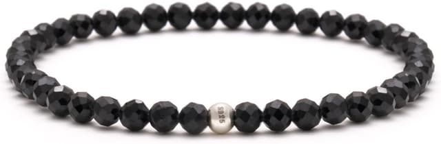 Detalle de BERGERLIN Echtes Naturstein Perlenarmband mit 925-Silberperle (Onyx geprüft in Deutschland) für Damen und Herren