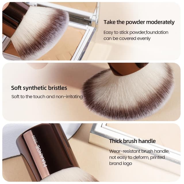 Detalle de MAANGE 20-Piece Foundation & Eye Makeup Brush Set with Double-Ended Kabuki Brushes (Coffee)