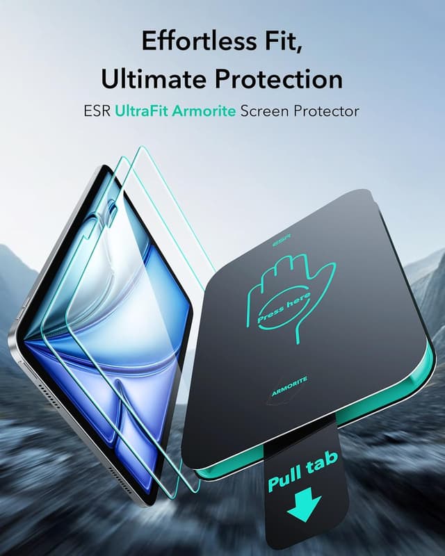 Detalle de ESR 2er Armorite Schutzfolie für iPad Air 11 Zoll (M4/M3/M2, 2026/2025/2024) – 9H Panzer-Glas mit UltraFit
