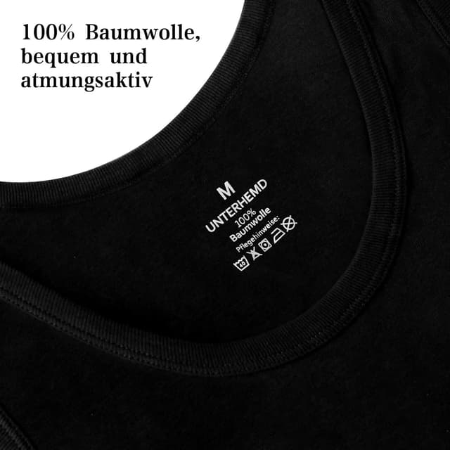 Detalle de Unterhemd Herren 3-/5er Pack Tank Top aus Baumwolle – weich & ohne Etikett, schwarz/weiß