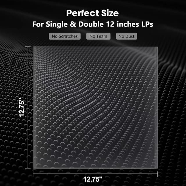 Detalle de POJSIO 12 Zoll LP Schallplatten-Außenhüllen (50er-Pack) aus transparentem Polypropylen