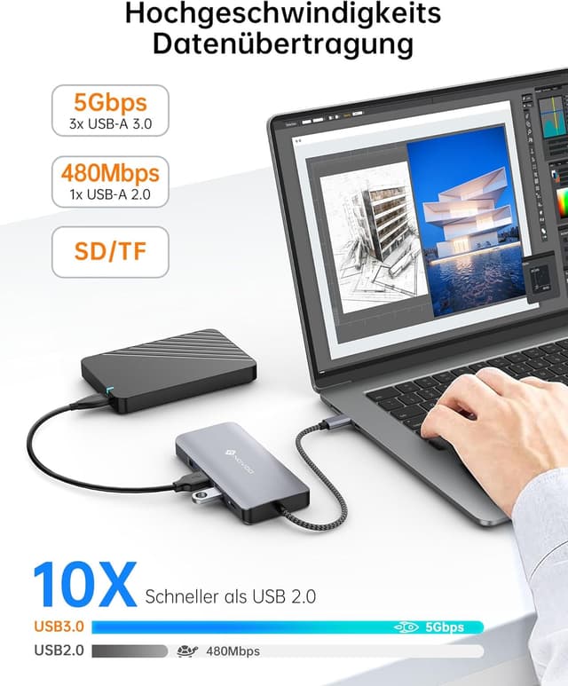 Thumbnail 5 de NOVOO Docking Station 4K Triple Display USB-C